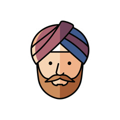 Obraz premium Cartoon illustration of a man with a turban and beard.