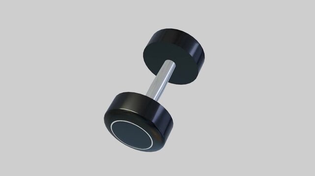 3D fitness dumbbell animated spinning loop animation isolated on a solid white Background, 4k high resolution gym workout icon dumbbell rotating 360 degrees on Transparent Background