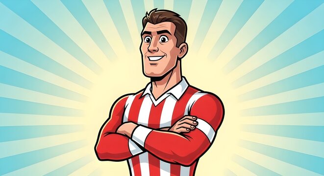 Confident Soccer Player A Vector Illustration of a Smiling Athlete
