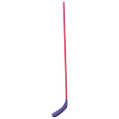 Hockey stick with a red shaft and purple blade in a minimal flat style on a white background. Concept of sports equipment. Vector illustration