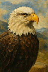Obraz premium A bald eagle, symbolizing majesty and strength.