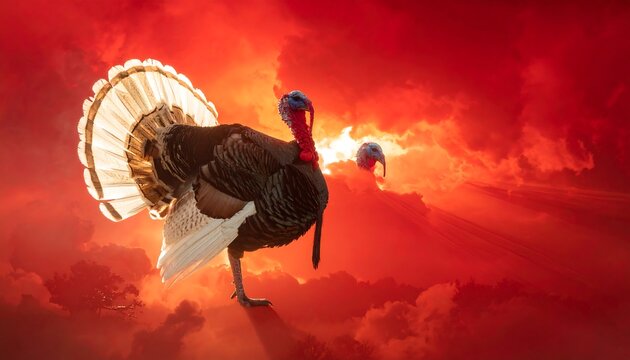 Turkey in vibrant sunset sky