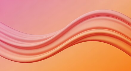 Abstract fluid wave background with a smooth pink and orange gradient.