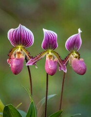 Three pink orchids