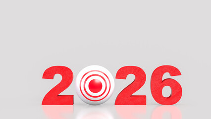 The 2026 red and target for Business concept 3d Rendering.