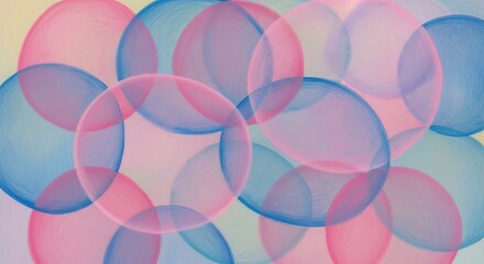 Abstract overlapping translucent circles in pastel colors creating a soft and dreamy background.
