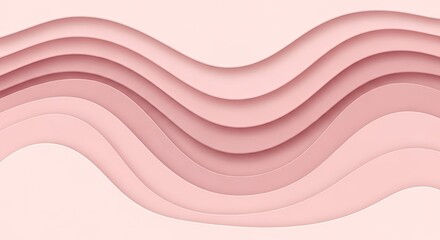 Abstract paper cut waves in shades of pink elegant design.