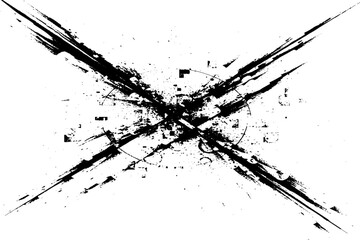 Abstract Black and White Cross Artwork with Grunge Dust Texture – Distressed Vector Design for Vintage, Retro, and Minimalist Backgrounds
