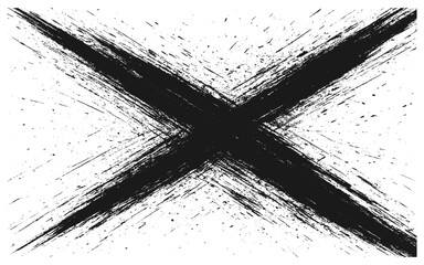 Abstract Black and White Cross Artwork with Grunge Dust Texture – Distressed Vector Design for Vintage, Retro, and Minimalist Backgrounds