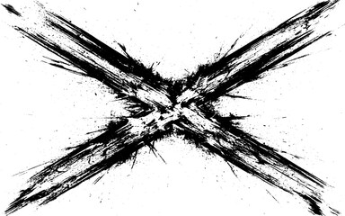 Abstract Black and White Cross Artwork with Grunge Dust Texture – Distressed Vector Design for Vintage, Retro, and Minimalist Backgrounds