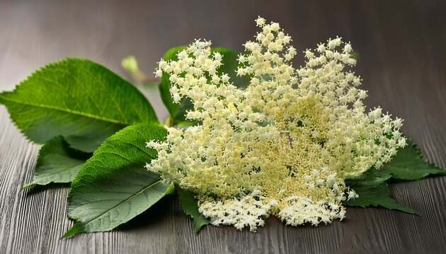 Holunderbluten Dolde Und Blatter