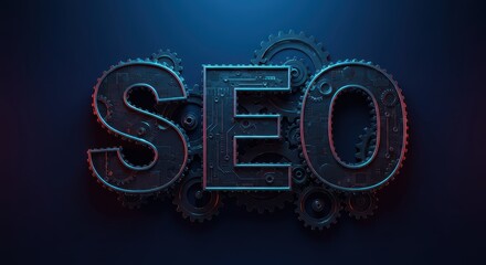 SEO Gears of Innovation: A striking visual representation of SEO, with the letters integrated into a dynamic gear mechanism.