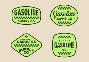 Set of vintage retro gasoline signs and labels

