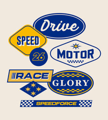 Vintage automotive labels and signs set.
