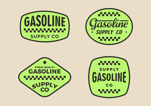 Set of vintage retro gasoline signs and labels
