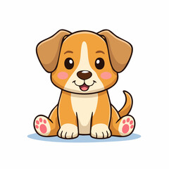 Puppy's Joyful Pose: A cheerful cartoon puppy sits with a joyful expression, radiating pure happiness.