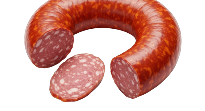 A ring-shaped sausage, sliced