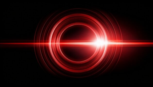 Round Red Lens Flare On Black Background Light Effect Overlay