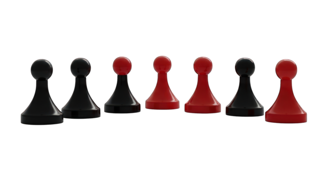 Checker pieces in alternating black and red rows