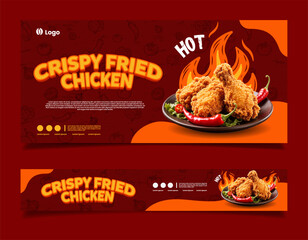 crispy fried chicken background banner template © MUHAMMAD DENNI
