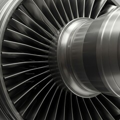 Jet engine turbine close-up