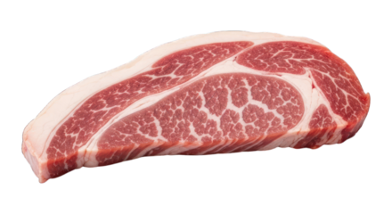Close-up of a raw pork loin steak, showcasing marbling and lean texture