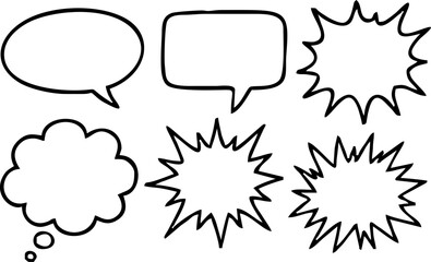 Set of hand drawn speech bubbles. Vector illustration