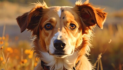 Golden Dog Portrait in Warm Sunlight