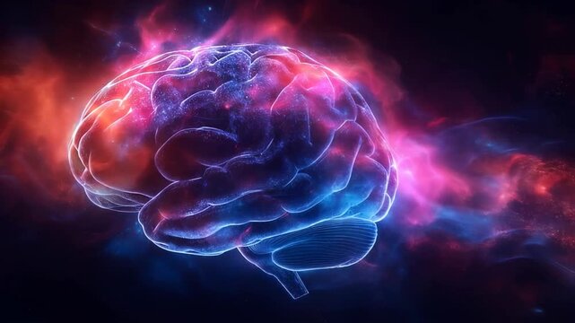 Vivid Neon Brain Network Visualization Highlighting Neural Activity and Cognitive Innovation.