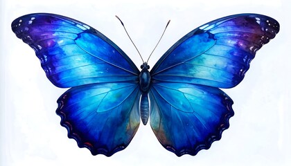 Fototapeta premium Vibrant blue butterfly, watercolor style
