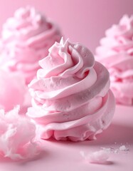 Pink whipped cream mounds on a pink background