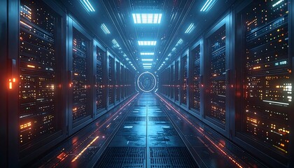 Futuristic server room hallway (1)