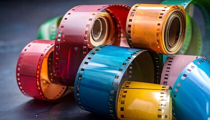 Colorful film reels