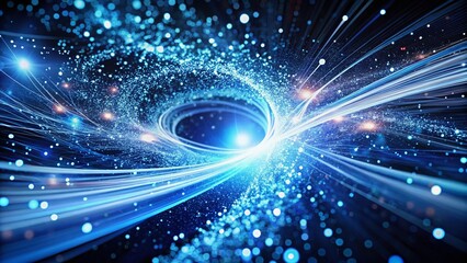 Obraz premium Abstract Data Vortex: Big Data Aggregation, Futuristic Information Flow, Electric Blue & White, High Contrast
