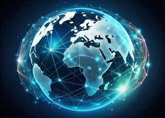 Global Network Connection: Digital Communication & Globalization Stock Photo