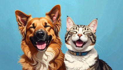 Joyful Canine and Feline Companionship