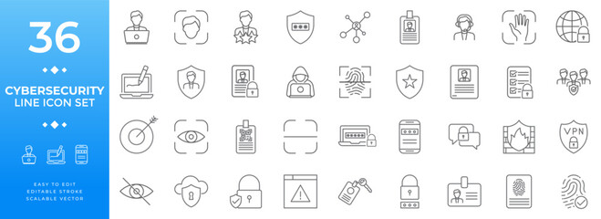 Digital security icon set, including flat style symbols for data protection, privacy, hacking, viruses, and cybercrime for modern design projects, a perfect vector illustration for web and apps.