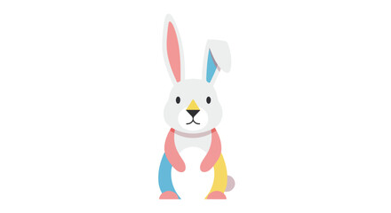 Obraz premium Whimsical depiction of an adorable bunny rabbit, stylized with soft pastel palette showcasing joyful innocence and playful charm suitable for