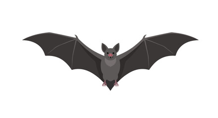 Fototapeta premium Illustration of a stylized bat in full flight against a solid white backdrop showing detailed wings and features portraying spooky yet harmless design