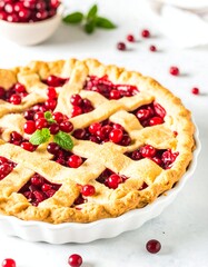 Freshly baked cranberry pie