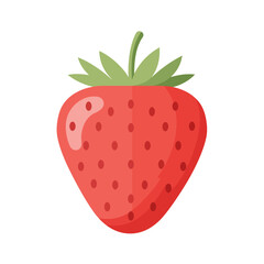 Fototapeta premium A bold and simple illustration of a strawberry. It has a green leafy top and a small stem.