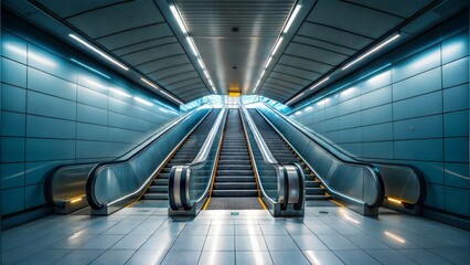 Escalator subway station, modern architecture
