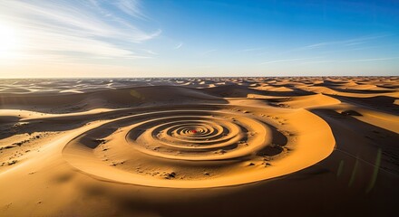 Fototapeta premium Mesmerizing Desert Sand Dunes Swirl Pattern at Sunset.