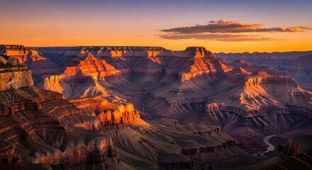 Fototapeta premium Spectacular vista of majestic canyon at sunrise with striking colors