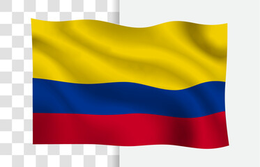 Colombia Flag Waving Vector, Isolated on a White Background