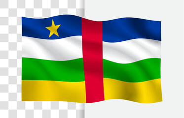 Central African Republic Flag Waving Vector, Isolated without a Background