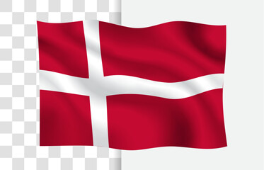 Fototapeta premium Denmark Flag Waving Vector, Isolated Transparent Background
