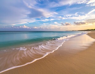 Serene beach scene at sunset