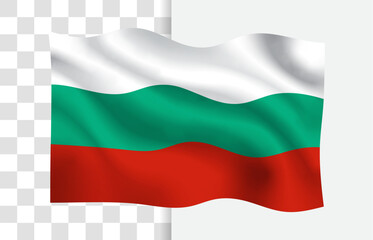 Waving Flag of Bulgaria, Isolated Vector with a Clean Background