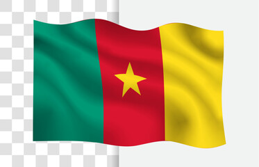 Cameroon Flag Waving Vector, Isolated Transparent Background